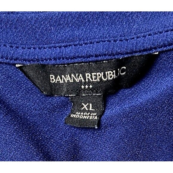 Banana Republic Blue Career Blouse XL Modern Pleat Quiet Luxury Minimalist Top - Picture 4 of 5